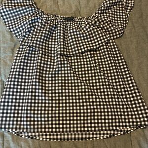 Sanctuary Black and White Gingham Off-Shoulder Top